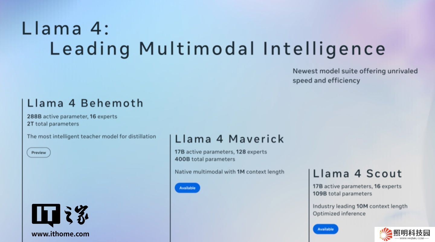 Meta 发布 Llama 4 系列 AI 模型，引入“混合专家架构”提升效率